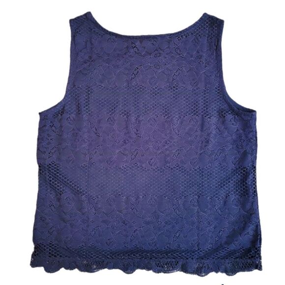 NWT LOFT NAVY BLUE LACE COVERED TANK TOP SZ. M - Picture 3 of 6